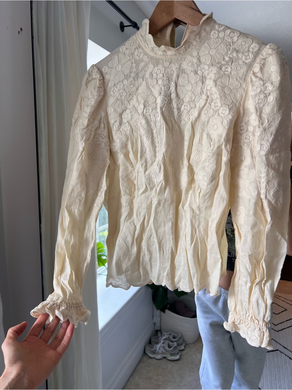Zimmermann Cream Floral Embroidered Blouse